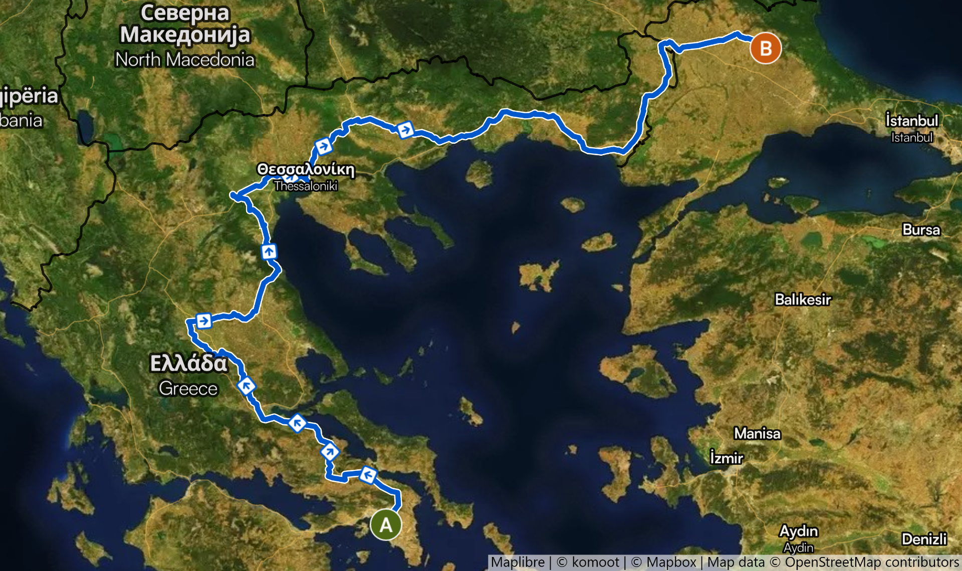Κάντε κλικ για να δείτε τη διαδρομή ανά ημέρα